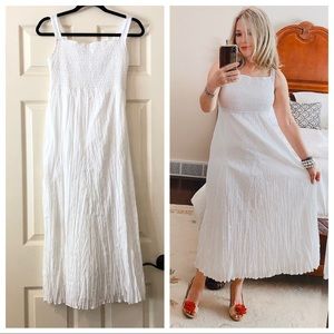 CHARTER CLUB white cotton smocked lined dress